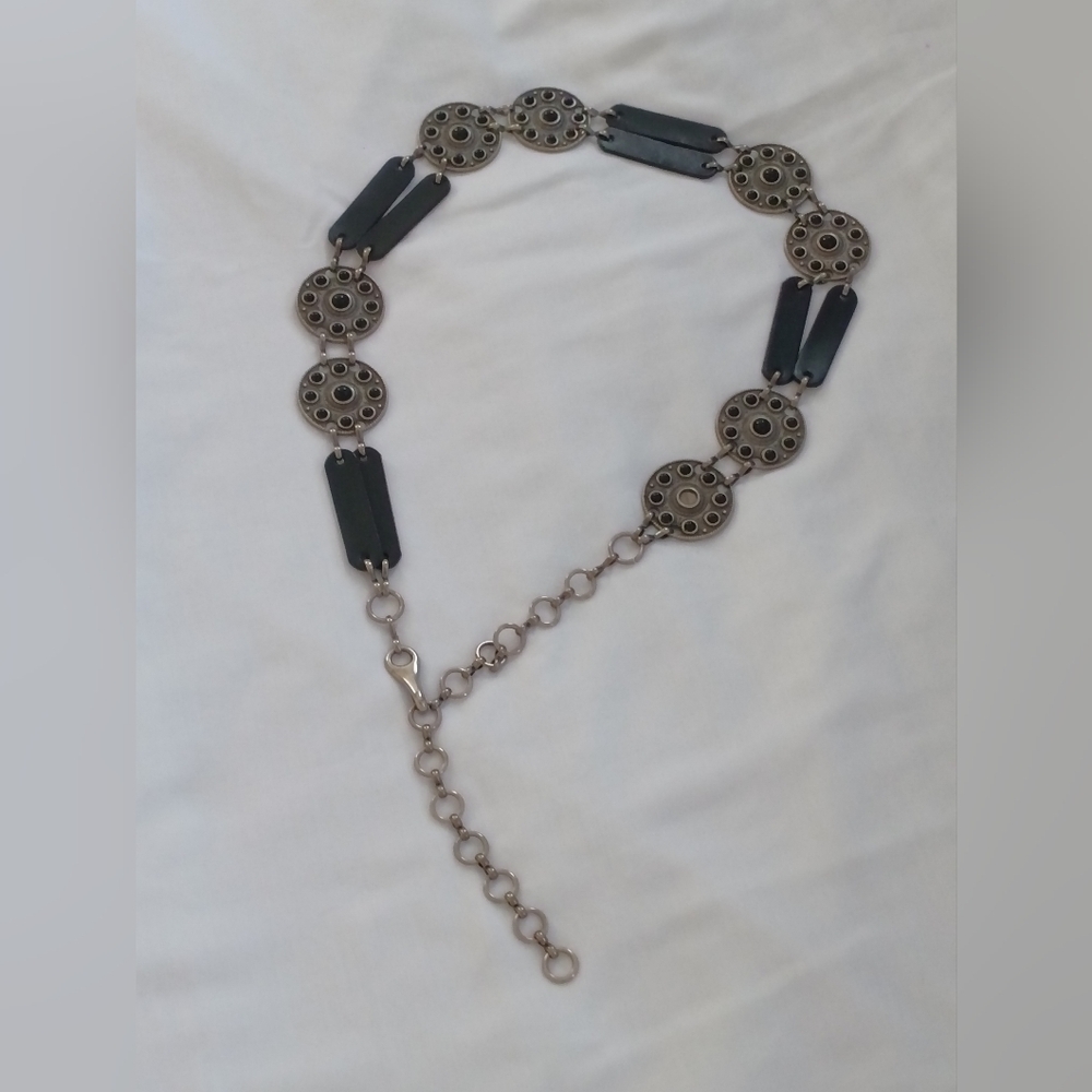 Unbranded Belt Women 39" Black & Silver Embellishments Boho Western Versatile